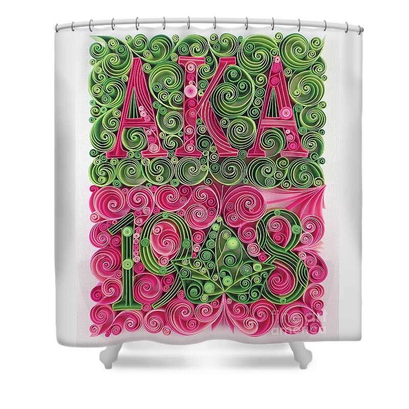 1908 Shower Curtain featuring the mixed media Aka 1908 by Felecia Dennis