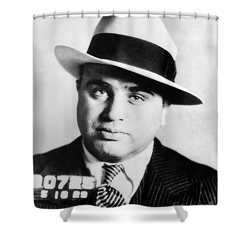 Prohibition Shower Curtain featuring the photograph Al Capone Mugsot by Jon Neidert