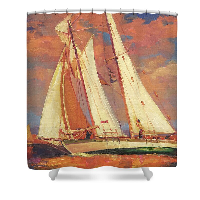 Sailboat Shower Curtain featuring the painting Al Fresco by Steve Henderson
