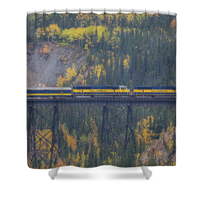 Sam Amato Photography Shower Curtain featuring the photograph Alaska Railroad Trestle by Sam Amato