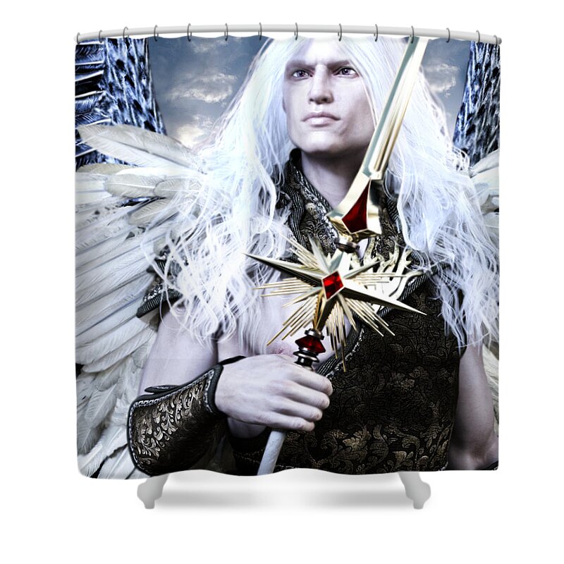 Guardian Angel Shower Curtain featuring the painting Albino Angel by Suzanne Silvir