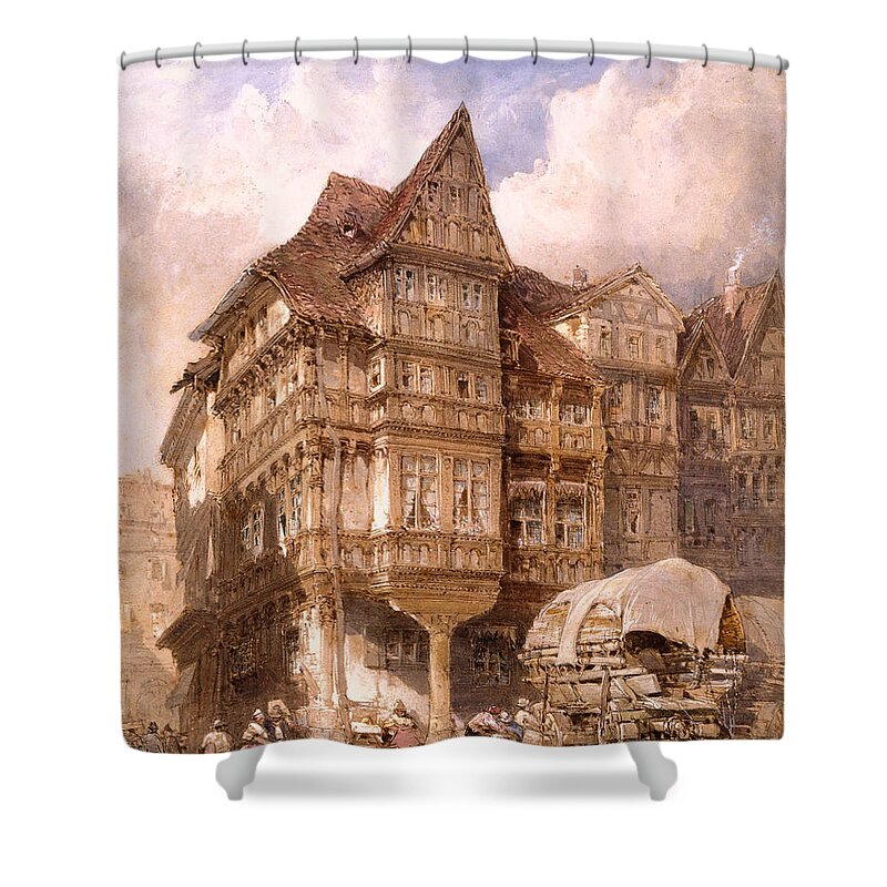 William Callow Shower Curtain featuring the drawing Albrecht Duerer's House at Nuremberg by William Callow