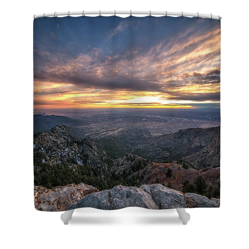Albuquerque Shower Curtain featuring the photograph Albuquerque Sunset by Framing Places