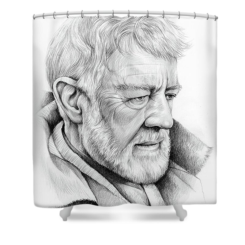 Alec Guiness Shower Curtain featuring the drawing Alec Guinness by Greg Joens