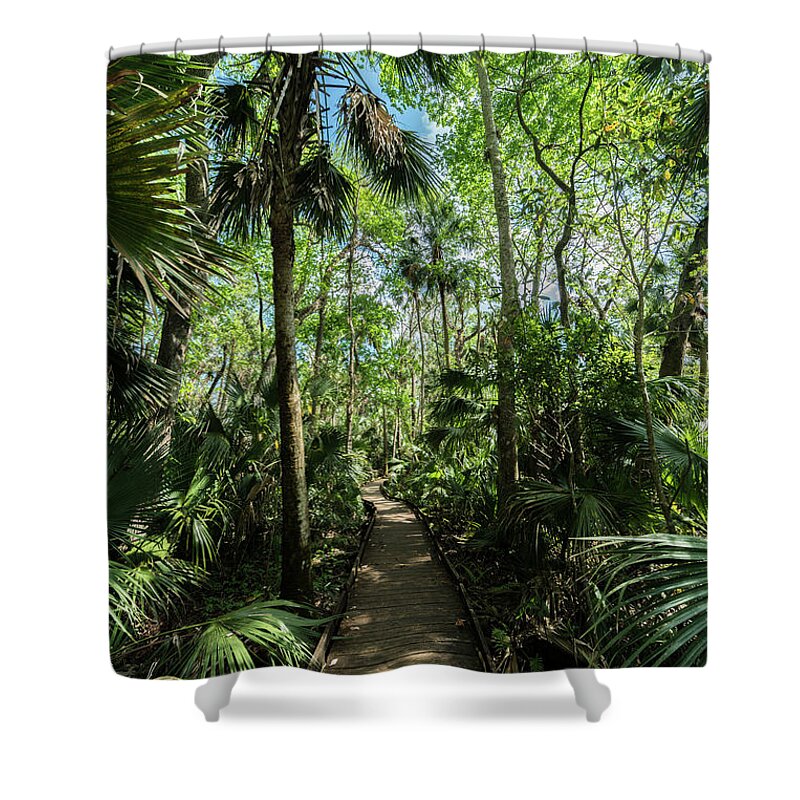 Alexander Springs Shower Curtain featuring the photograph Alexander Springs Boardwalk by Rodney Cammauf