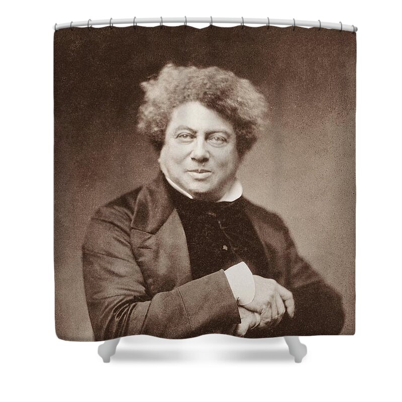 Dumas Shower Curtain featuring the photograph Alexandre Dumas Portrait by War Is Hell Store