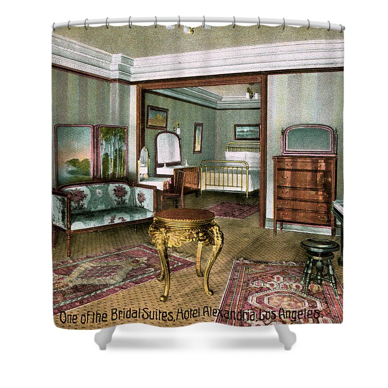 Haunted By History Shower Curtain featuring the photograph Alexandria Hotel Bridal Suite Los Angeles 1906-1915 by Sad Hill - Bizarre Los Angeles Archive