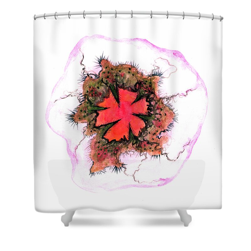 Ink Shower Curtain featuring the drawing Alien Cell by Ashley Kujan