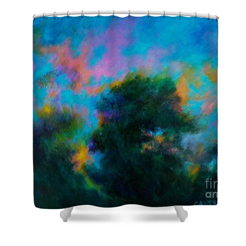 Landscapes Shower Curtain featuring the painting Alison's Dream Time by Alison Caltrider