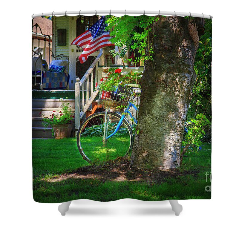 American Shower Curtain featuring the photograph All American Summer Bicycle by Craig J Satterlee