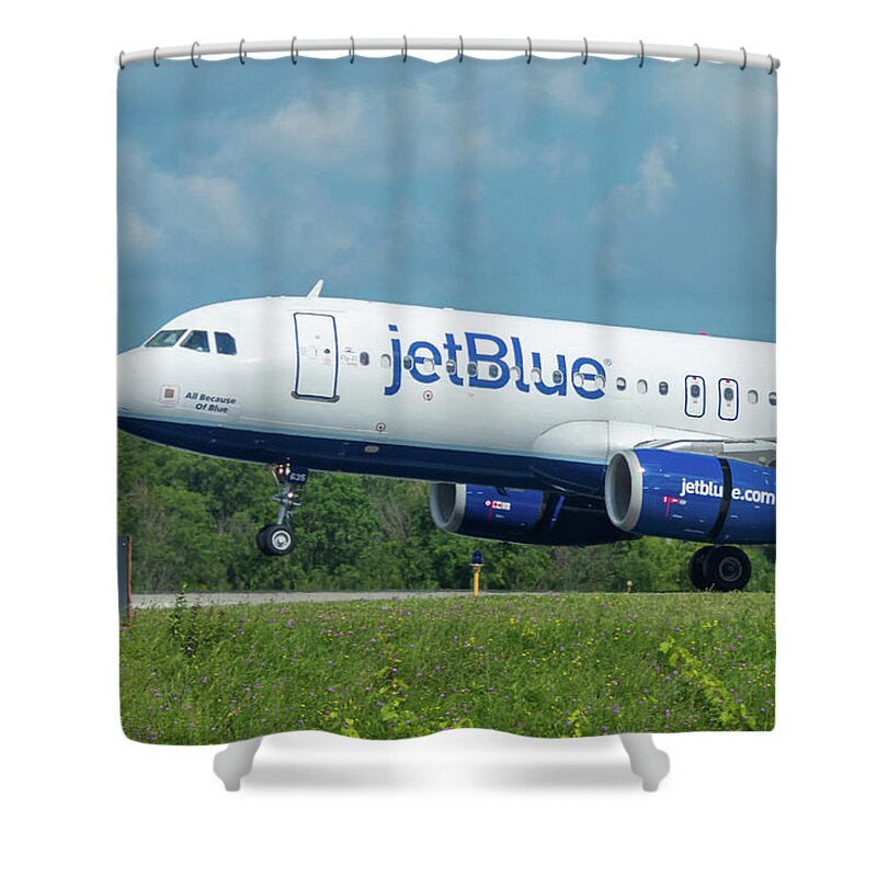 A320 Shower Curtain featuring the photograph All Because Of Blue by Guy Whiteley