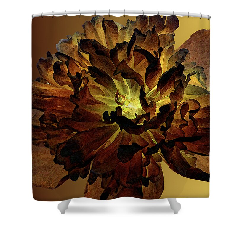 Peony Shower Curtain featuring the mixed media All For You 1 by Angelina Tamez