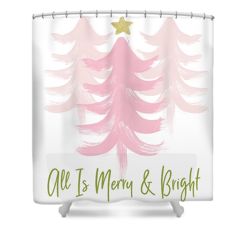 Merry And Bright Shower Curtain featuring the mixed media All Is Merry And Bright- Art by Linda Woods by Linda Woods
