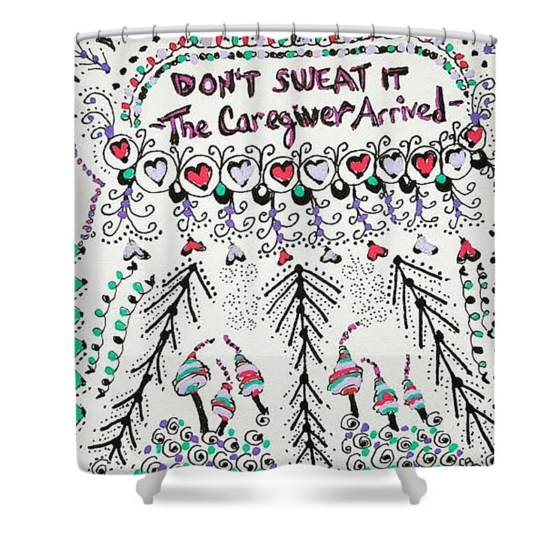 Caregiver Shower Curtain featuring the drawing All Is Well by Carole Brecht