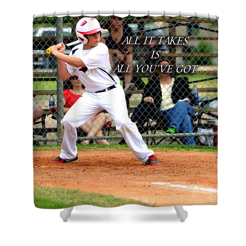 Basball Shower Curtain featuring the photograph All It Takes by Linda Cox