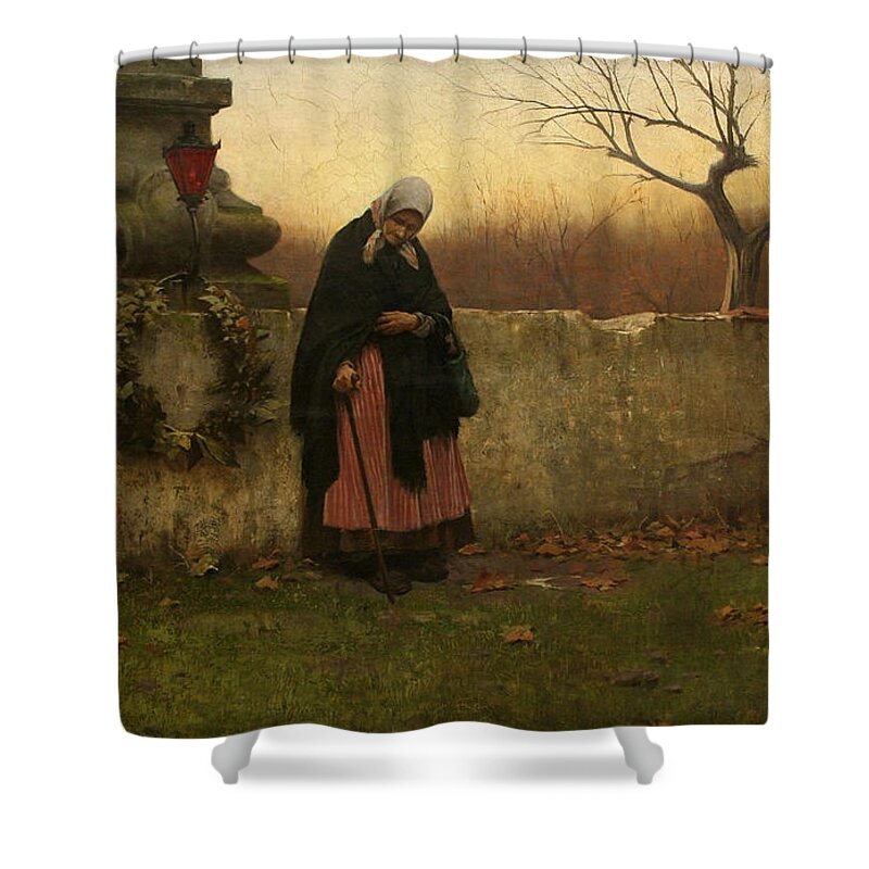 Jakub Schikaneder Shower Curtain featuring the painting All Souls Day by MotionAge Designs
