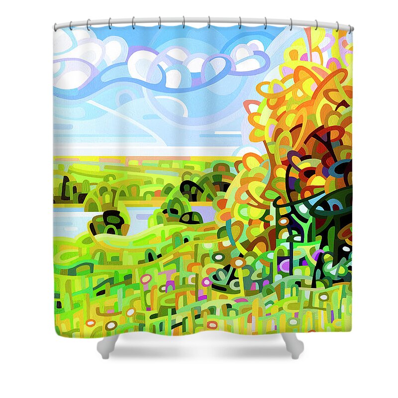 Original Shower Curtain featuring the painting Almost Autumn by Mandy Budan