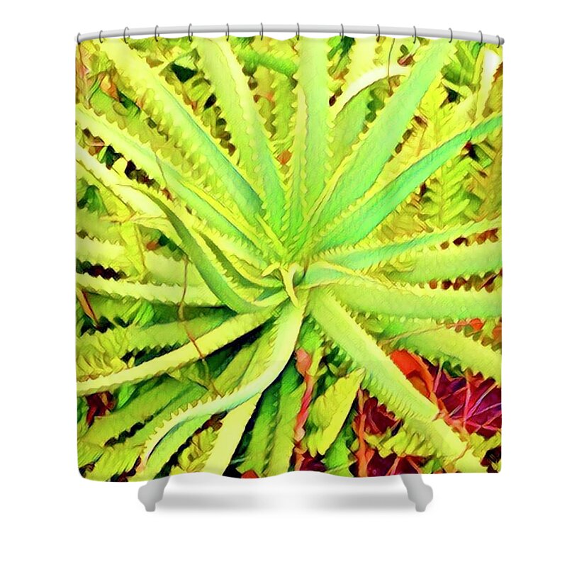 #flowersofaloha #flowerpower #aloe #lime Shower Curtain featuring the photograph Aloha Aloe in Puna in Lime by Joalene Young