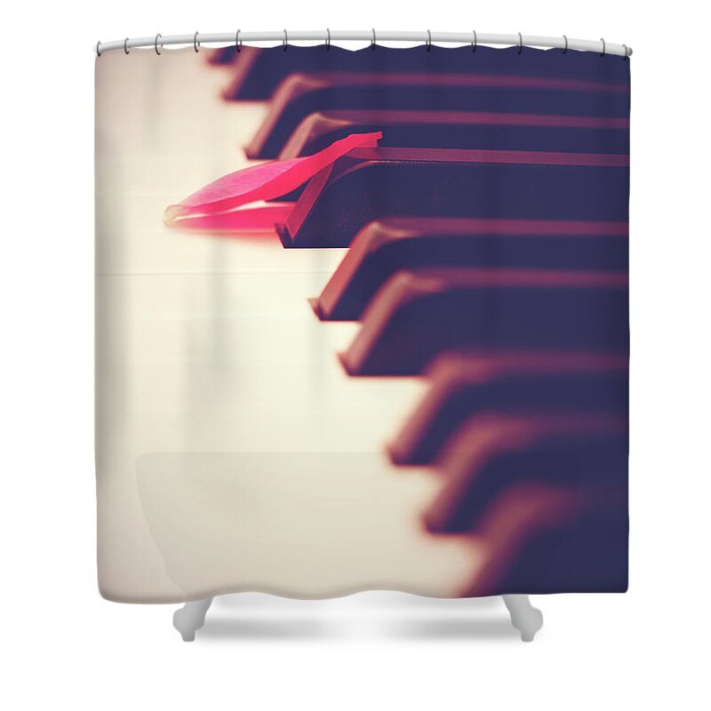 Piano Shower Curtain featuring the photograph Alone At A Piano by Iryna Goodall