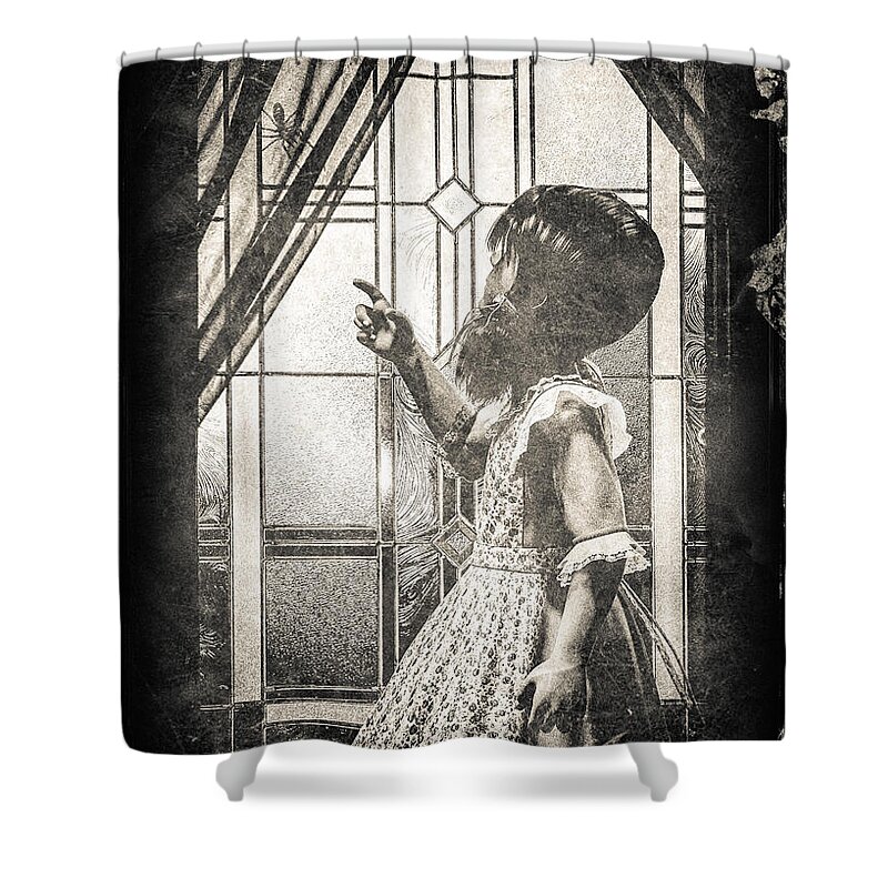 Little Miss Muffet Shower Curtain featuring the photograph Along Came A Spider by Bob Orsillo