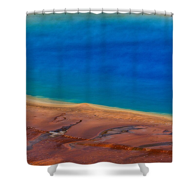 Grand Prismatic Shower Curtain featuring the photograph Along The Grand Prismatic Rainbow by Adam Jewell