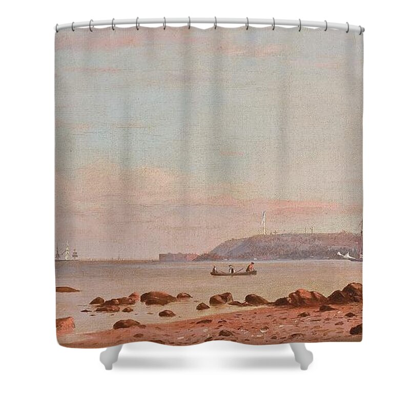 Along The New England Coast By Francis Augustus Silva Shower Curtain featuring the painting Along The New England Coast by MotionAge Designs