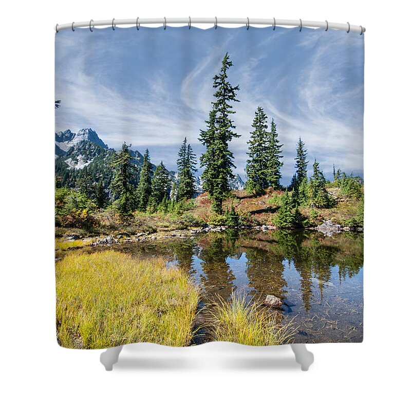 Alpine Shower Curtain featuring the photograph Alpine Pond in the Fall by Jeff Goulden