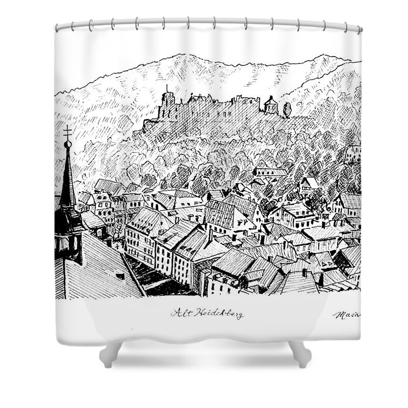 Landscape Shower Curtain featuring the painting Alt Heidelberg by Masatoki Miyagi