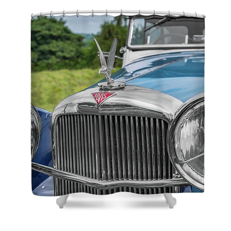 Alvis Mascot Shower Curtain featuring the photograph Alvis Speed 25 by Adrian Evans