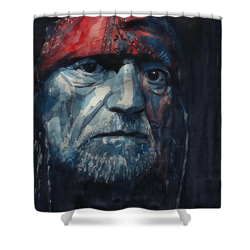 Willie Nelson Shower Curtain featuring the painting Always On My Mind - Willie Nelson by Paul Lovering