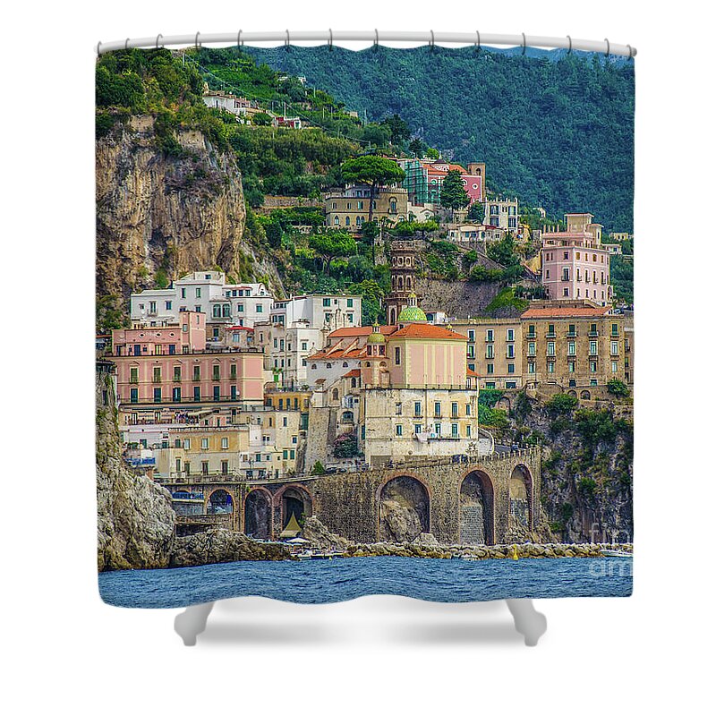 Amalfi Town Shower Curtain featuring the photograph Amalfi-Amalfi Coast by Maria Rabinky