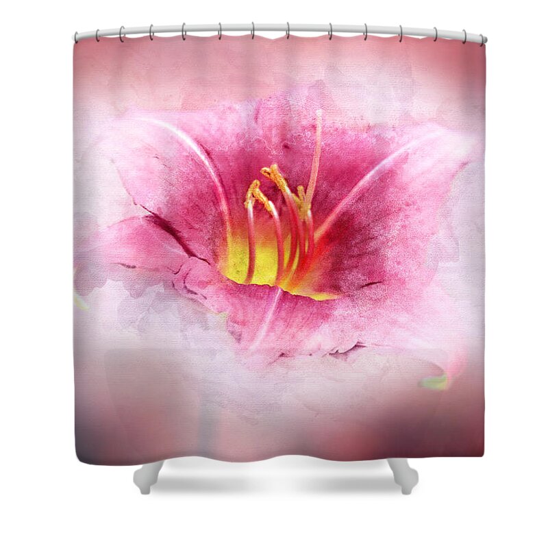 Amaryllis Shower Curtain featuring the digital art Amaryllis Splash by Terry Davis