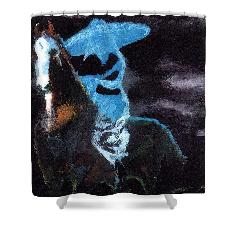 Horse Shower Curtain featuring the painting Amazzone notturna by Enrico Garff