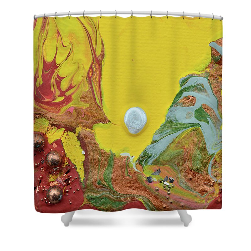 Mixed Media Abstract Shower Curtain featuring the mixed media Amber Valley by Donna Blackhall