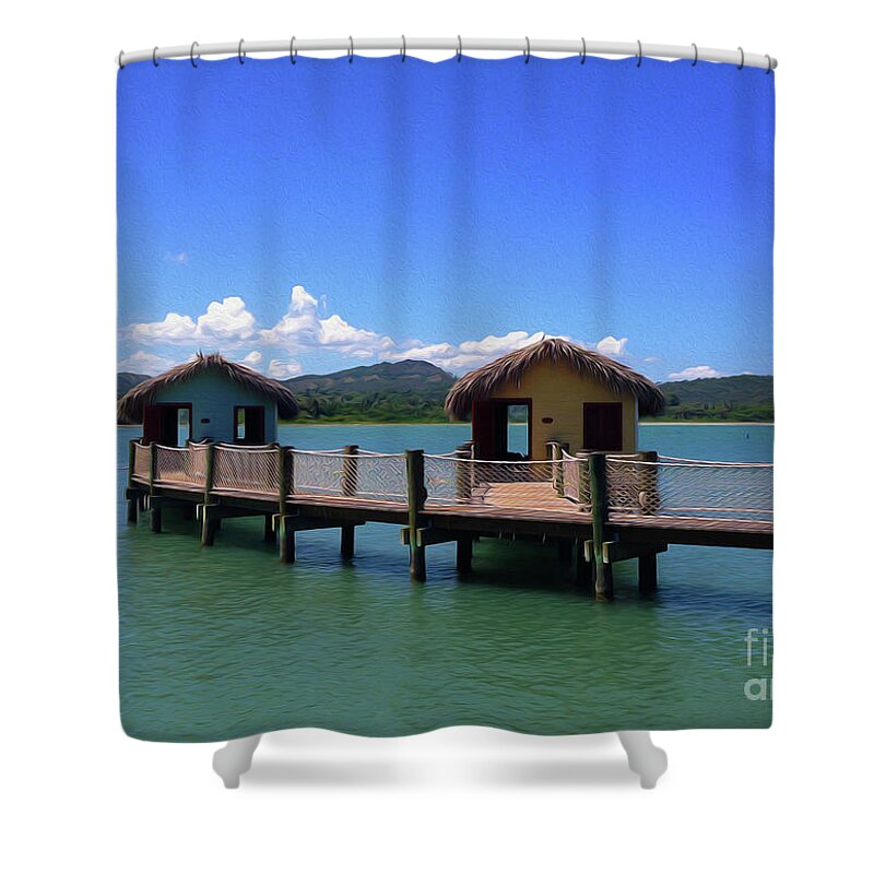 Amber Cove Shower Curtain featuring the photograph Amberhuts by Jerry Hart