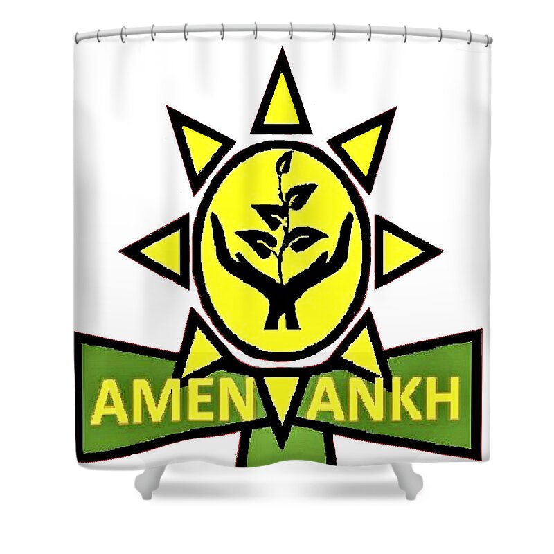 Graphic Design Shower Curtain featuring the tapestry - textile Amen Ankh by Adenike AmenRa