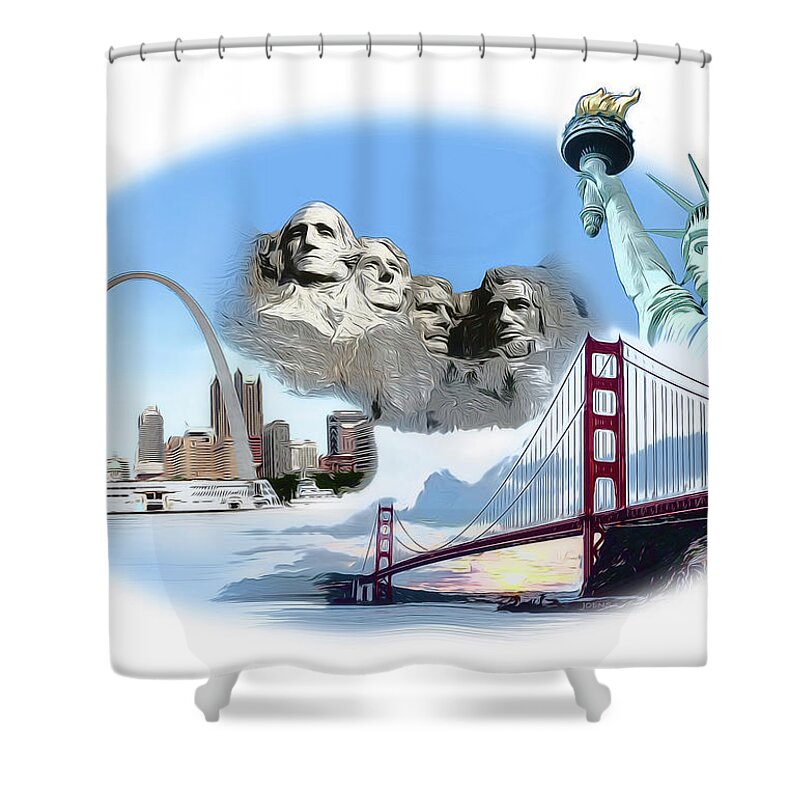 American Shower Curtain featuring the digital art America by Greg Joens