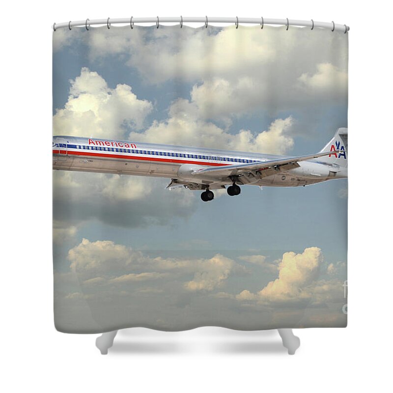 Md80 Shower Curtain featuring the digital art American Airlines MD-80 by Airpower Art