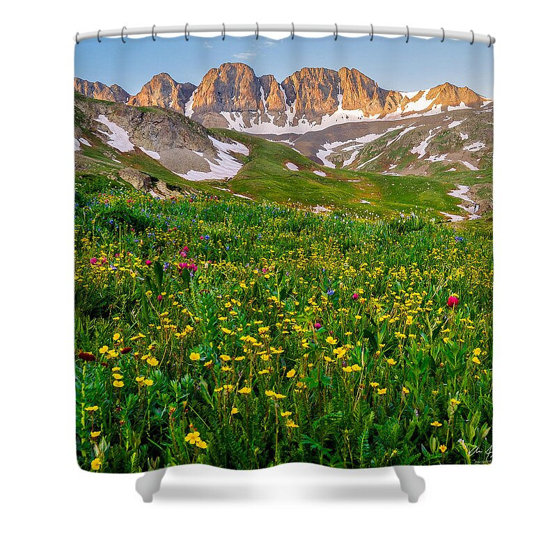 San Juan Shower Curtain featuring the photograph American Basin square format by Aaron Spong