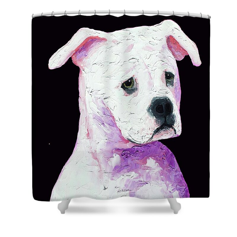 American Bulldog Shower Curtain featuring the painting American Bully by Jan Matson