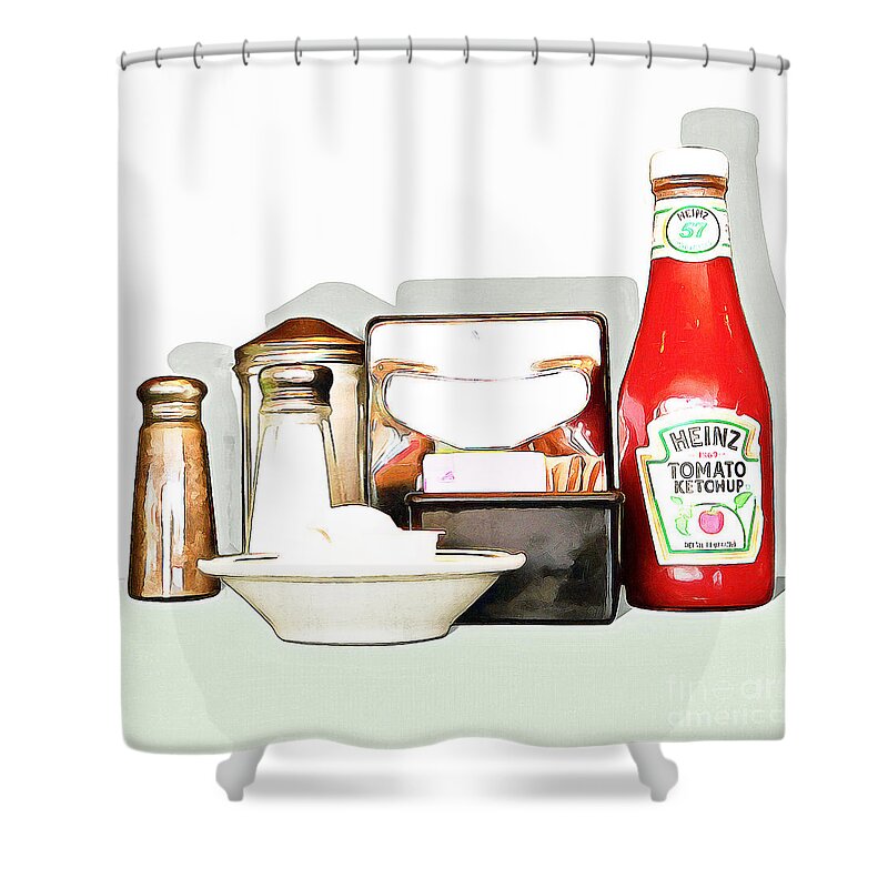Diner Shower Curtain featuring the photograph American Diner 20160221 square by Wingsdomain Art and Photography