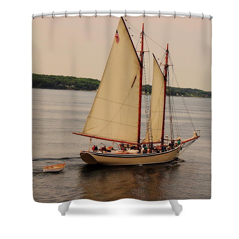 Seascape Shower Curtain featuring the photograph American Eagle Inbound by Doug Mills