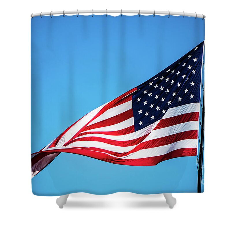 Usa Shower Curtain featuring the photograph American Flag #3 by Kevin Gladwell