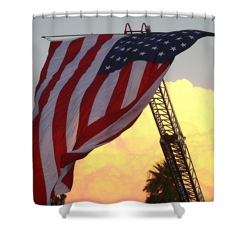 Flag Shower Curtain featuring the photograph American Flag by Jack Barnwell