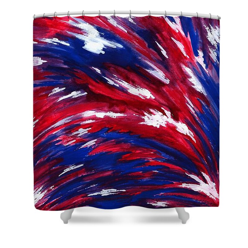 Red Shower Curtain featuring the painting American Flag by Michael Vigliotti