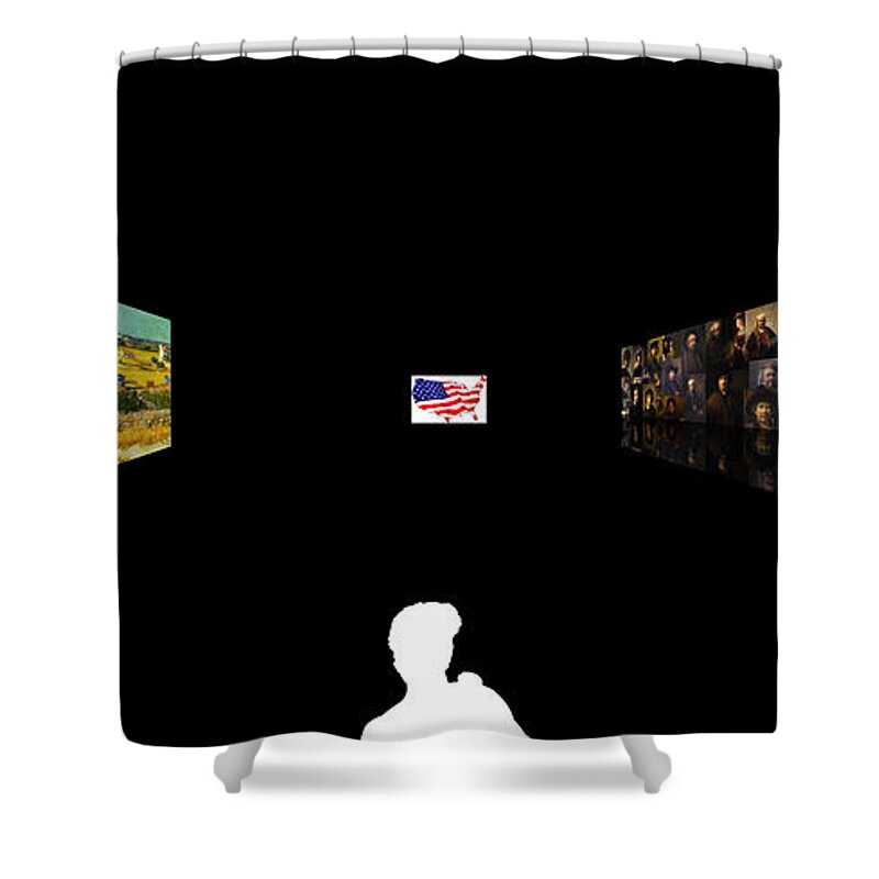 Postmodernism Shower Curtain featuring the digital art American Intellectual 8 by David Bridburg