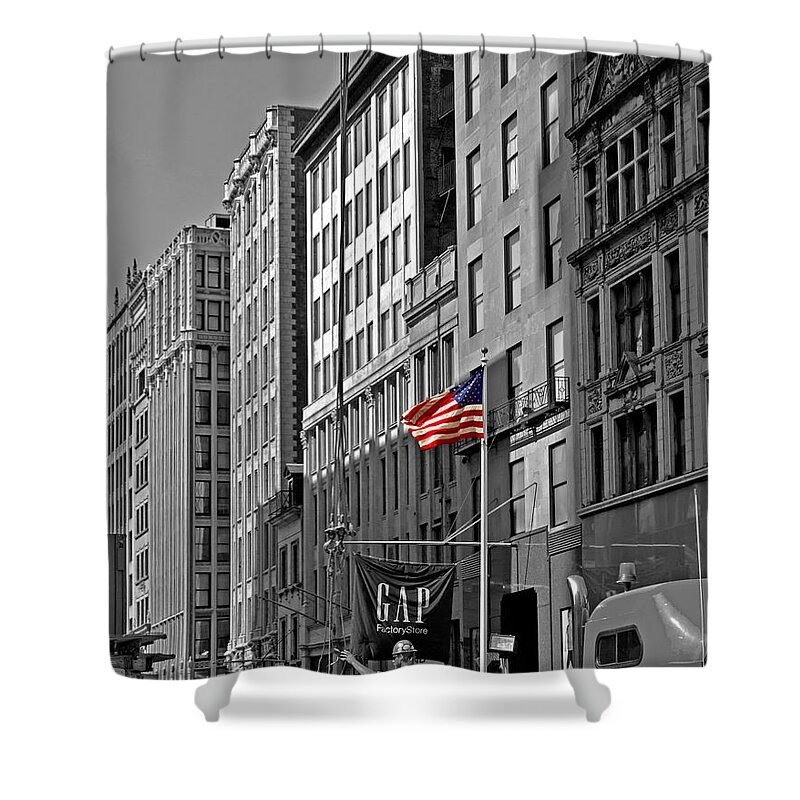 Michael Tidwell Photography Shower Curtain featuring the photograph American Iron Worker by Michael Tidwell