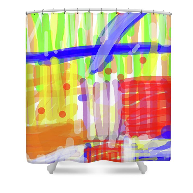 Kenti Shower Curtain featuring the digital art American Kente by Joe Roache