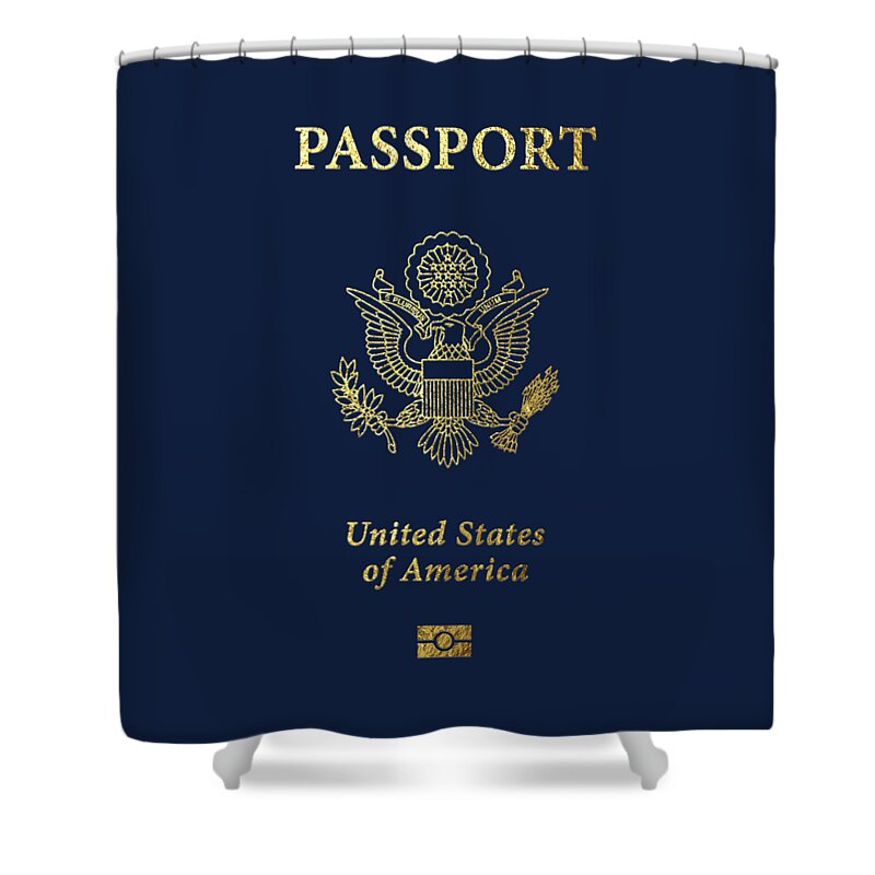 “passports” Collection Serge Averbukh Shower Curtain featuring the digital art American Passport Cover by Serge Averbukh