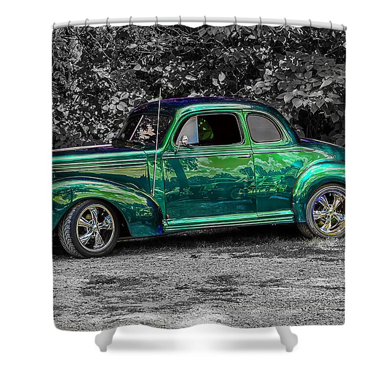 1939 Studebaker Champion Shower Curtain featuring the photograph American Steel - 1939 Studebaker Champion by Barry Jones